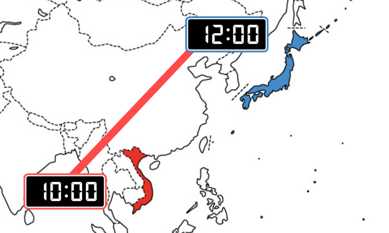 【計算方法】ベトナムと日本の時差は「2時間」