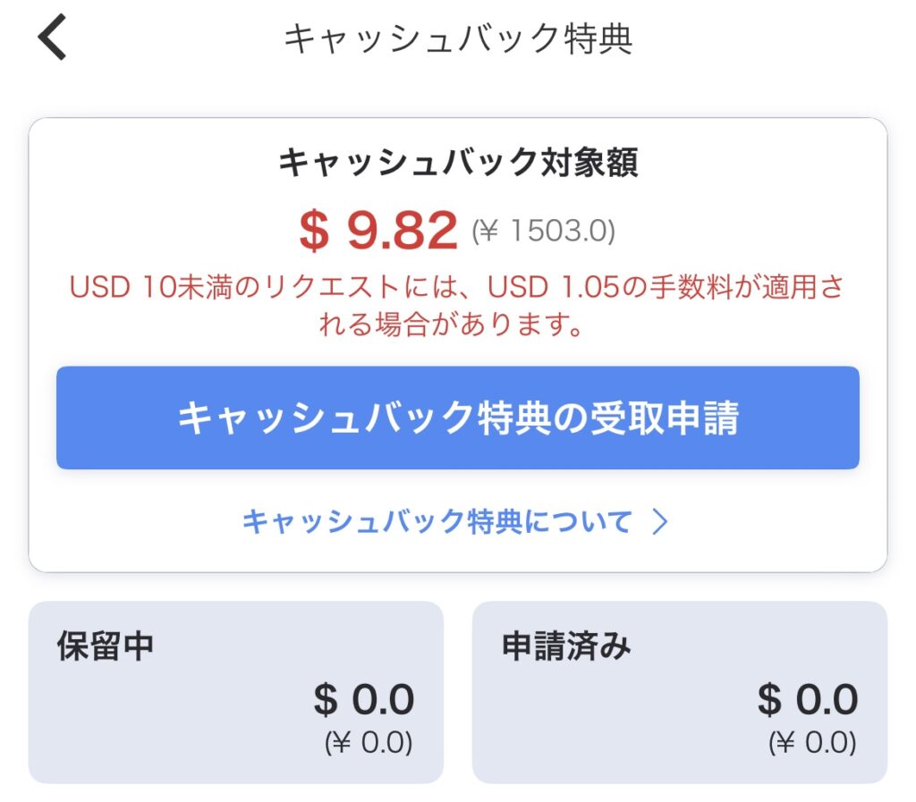 【キャッシュバック特典の受取申請】